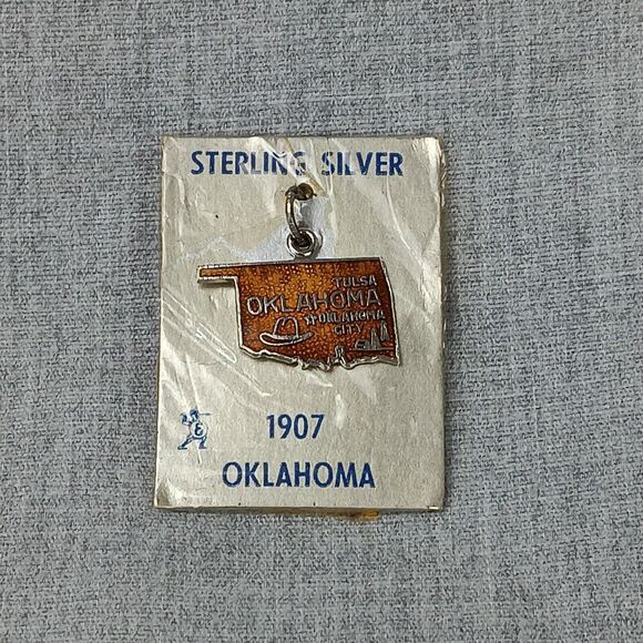 Oklahoma Sterling Silver Charm Vintage Jewelry Souvenir New Old Stock - Picture 3 of 6